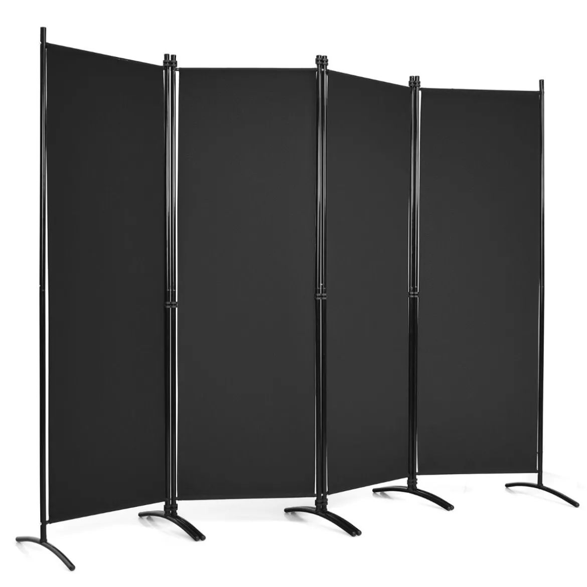 4-teiliger Klappbarer Trennwand Sichtschutz für Zuhause, Büro 220 x 51 x 173 cm Schwarz