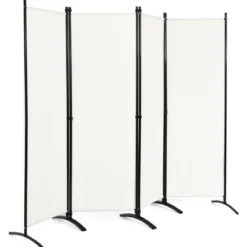4-teiliger Klappbarer Trennwand Sichtschutz für Zuhause Büro 220 x 51 x 173 cm Weiß