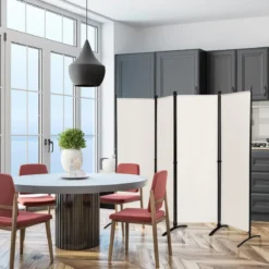4-teiliger Klappbarer Trennwand Sichtschutz für Zuhause Büro 220 x 51 x 173 cm Weiß