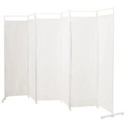 6-teiliger Raumteiler mit Langlebigen Scharnieren & Stahlstützbasis 300x180 cm Weiß