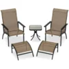 5-teiliges Balkonmöbel Set Gartenmöbel Balkonset inkl. 2 Stühle mit Hocker & Tisch Sitzgruppe für Garten