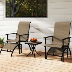5-teiliges Balkonmöbel Set Gartenmöbel Balkonset inkl. 2 Stühle mit Hocker & Tisch Sitzgruppe für Garten