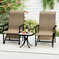 5-teiliges Balkonmöbel Set Gartenmöbel Balkonset inkl. 2 Stühle mit Hocker & Tisch Sitzgruppe für Garten