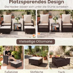 5-teiliges Balkonmöbel Set Gartenmöbel aus PE-Polyrattan Sitzgruppe für Garten