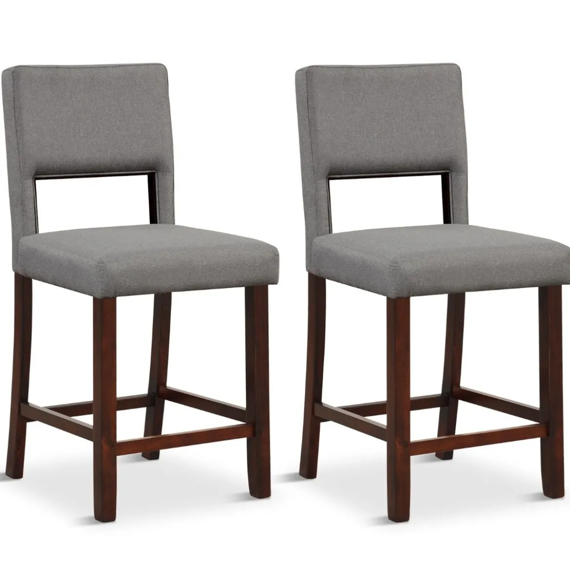 2-Teiliges Barstuhl-Set Leinen-Barhocker mit Ausgehöhlter Rückenlehne 48 x 52 x 98 cm Grau und Braun