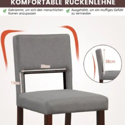 2-Teiliges Barstuhl-Set Leinen-Barhocker mit Ausgehöhlter Rückenlehne 48 x 52 x 98 cm Grau und Braun