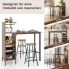 3-teiliges Bartisch- & Stuhl-Set Industrieller Pub-Tisch & Hocker Kaffee