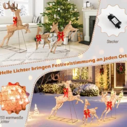 3-Teiliges Beleuchtetes Weihnachtsrentier Weihnachtsrentier-Familienset