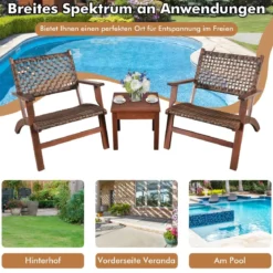 3-Teiliges Bistro-Set aus Eukalyptusholz für den Außenbereich Braun