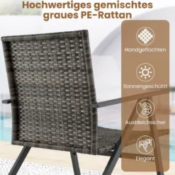 3-teiliges Bistro-Set für den Außenbereich Gartenmöbel-Set inkl. runder Beistelltisch & 2 Stühle aus Metallrahmen
