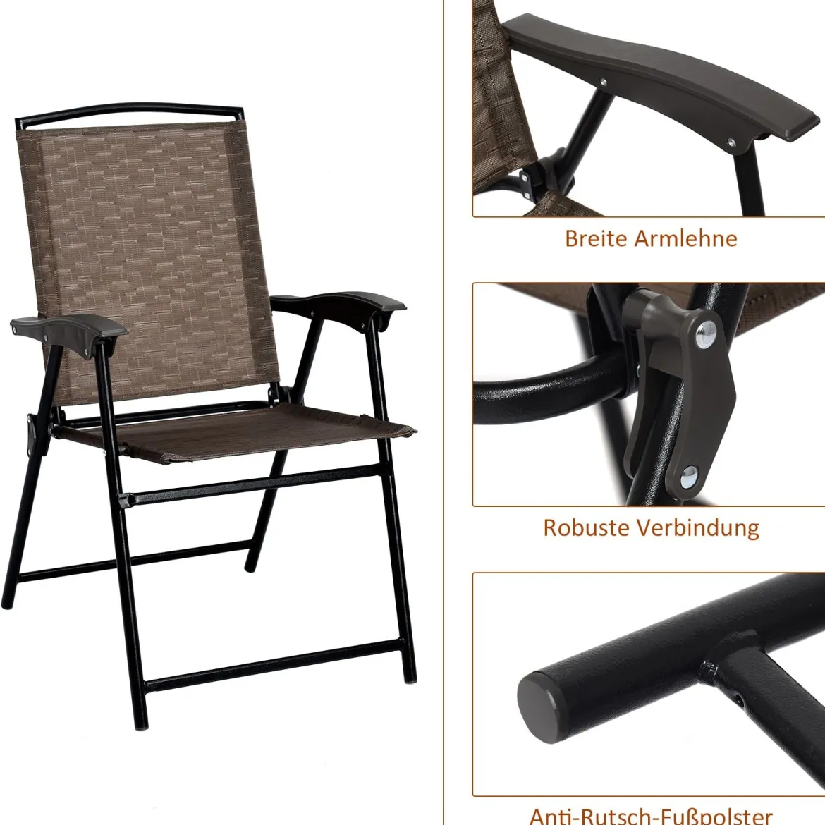 3-teiliges Bistro-Set Patio Set mit 2 Klappstühlen Indoor & Outdoor Möbel-Set Gartenmöbel Bistrotisch