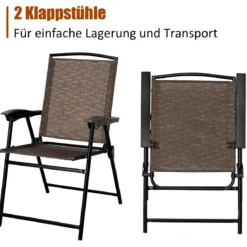 3-teiliges Bistro-Set Patio Set mit 2 Klappstühlen Indoor & Outdoor Möbel-Set Gartenmöbel Bistrotisch
