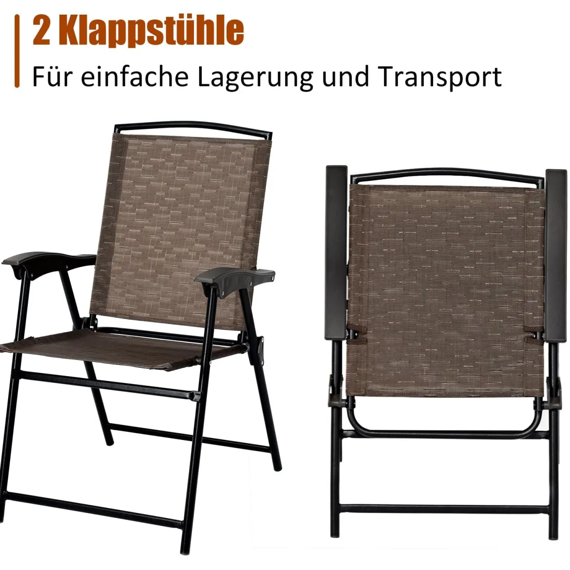 3-teiliges Bistro-Set Patio Set mit 2 Klappstühlen Indoor & Outdoor Möbel-Set Gartenmöbel Bistrotisch