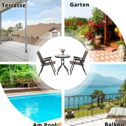 3-teiliges Bistro-Set Patio Set mit 2 Klappstühlen Indoor & Outdoor Möbel-Set Gartenmöbel Bistrotisch