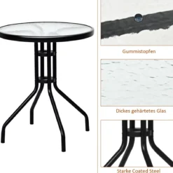 3-teiliges Bistro-Set Patio Set mit 2 Klappstühlen Indoor & Outdoor Möbel-Set Gartenmöbel Bistrotisch