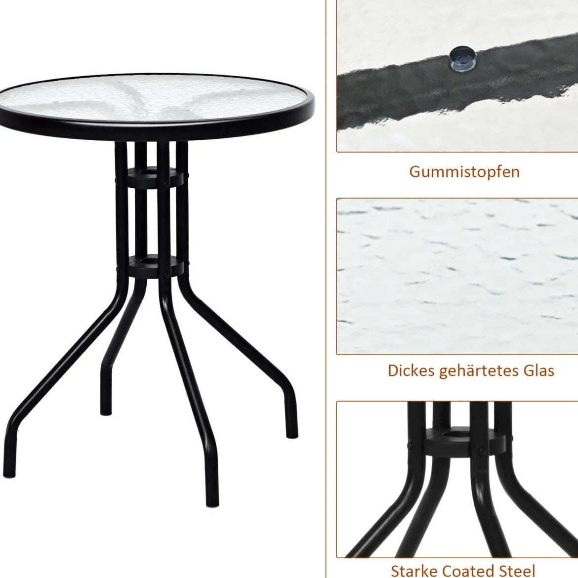 3-teiliges Bistro-Set Patio Set mit 2 Klappstühlen Indoor & Outdoor Möbel-Set Gartenmöbel Bistrotisch