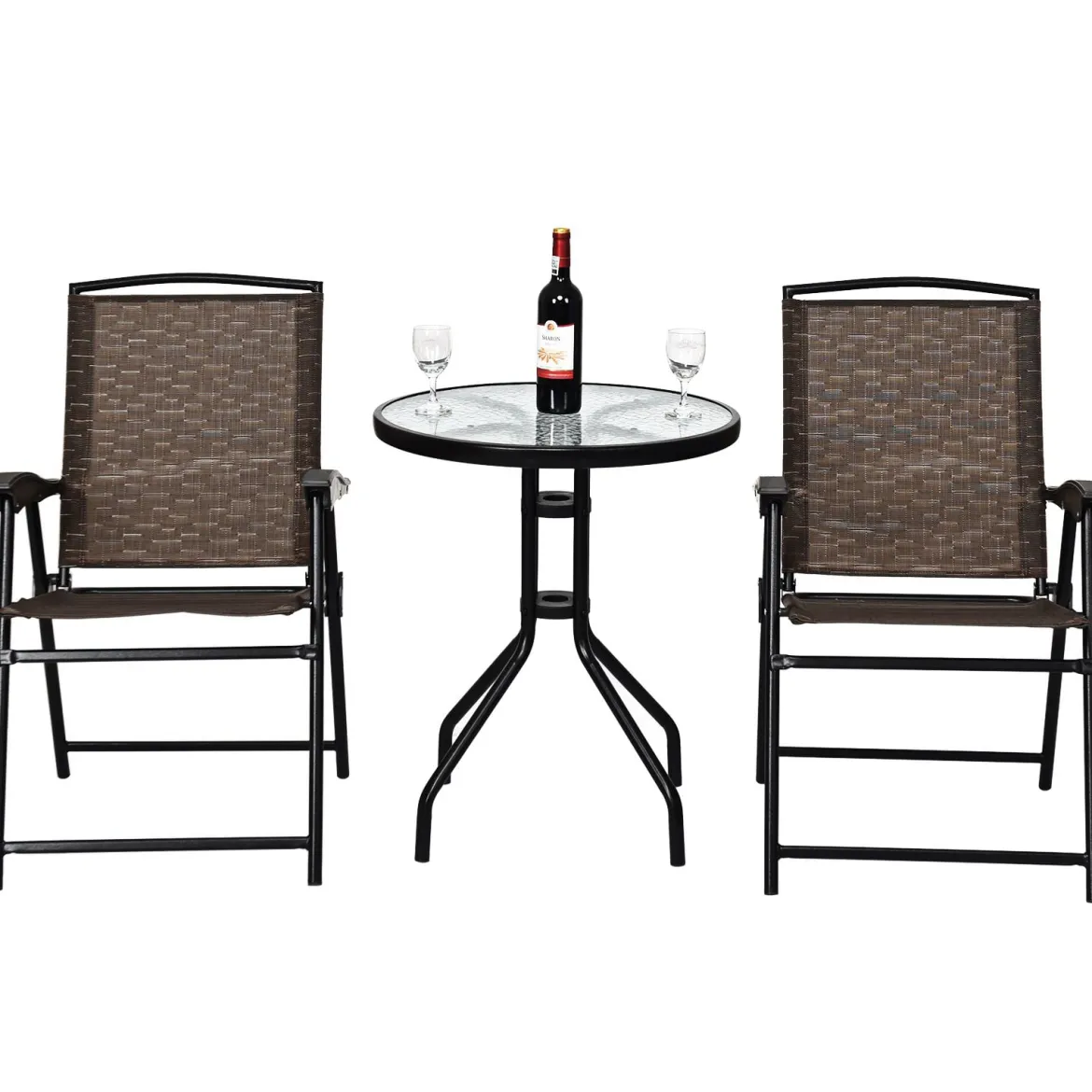 3-teiliges Bistro-Set Patio Set mit 2 Klappstühlen Indoor & Outdoor Möbel-Set Gartenmöbel Bistrotisch