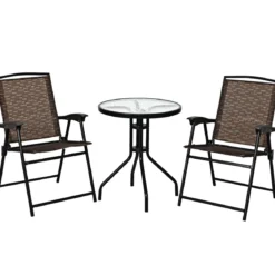 3-teiliges Bistro-Set Patio Set mit 2 Klappstühlen Indoor & Outdoor Möbel-Set Gartenmöbel Bistrotisch