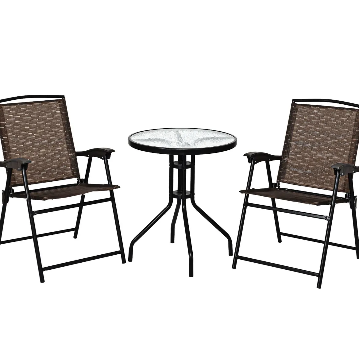 3-teiliges Bistro-Set Patio Set mit 2 Klappstühlen Indoor & Outdoor Möbel-Set Gartenmöbel Bistrotisch