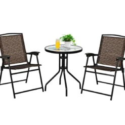 3-teiliges Bistro-Set Patio Set mit 2 Klappstühlen Indoor & Outdoor Möbel-Set Gartenmöbel Bistrotisch