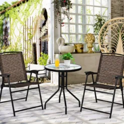 3-teiliges Bistro-Set Patio Set mit 2 Klappstühlen Indoor & Outdoor Möbel-Set Gartenmöbel Bistrotisch