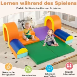 10 Teilige Schaumstoff Bausteine Softbausteine zum Krabbeln Klettern Rutschen, Riesenbausteine Orange