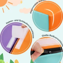 10 Teilige Schaumstoff Bausteine Softbausteine zum Krabbeln Klettern Rutschen, Riesenbausteine Orange