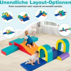 10 Teilige Schaumstoff Bausteine Softbausteine zum Krabbeln Klettern Rutschen Riesenbausteine Grün
