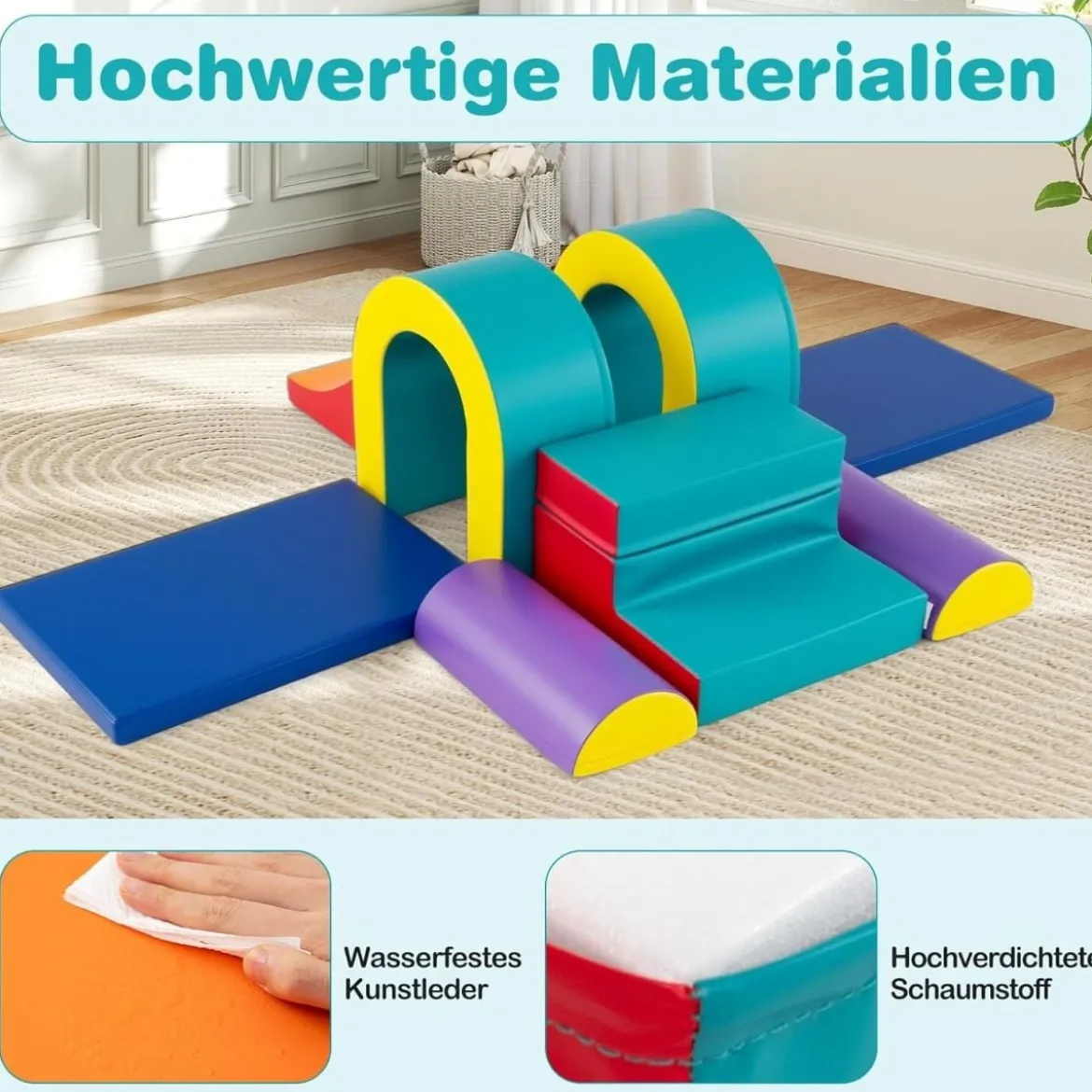 10 Teilige Schaumstoff Bausteine Softbausteine zum Krabbeln Klettern Rutschen Riesenbausteine Grün
