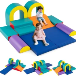 10 Teilige Schaumstoff Bausteine Softbausteine zum Krabbeln Klettern Rutschen Riesenbausteine Grün
