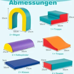 10 Teilige Schaumstoff Bausteine Softbausteine zum Krabbeln Klettern Rutschen Riesenbausteine Grün