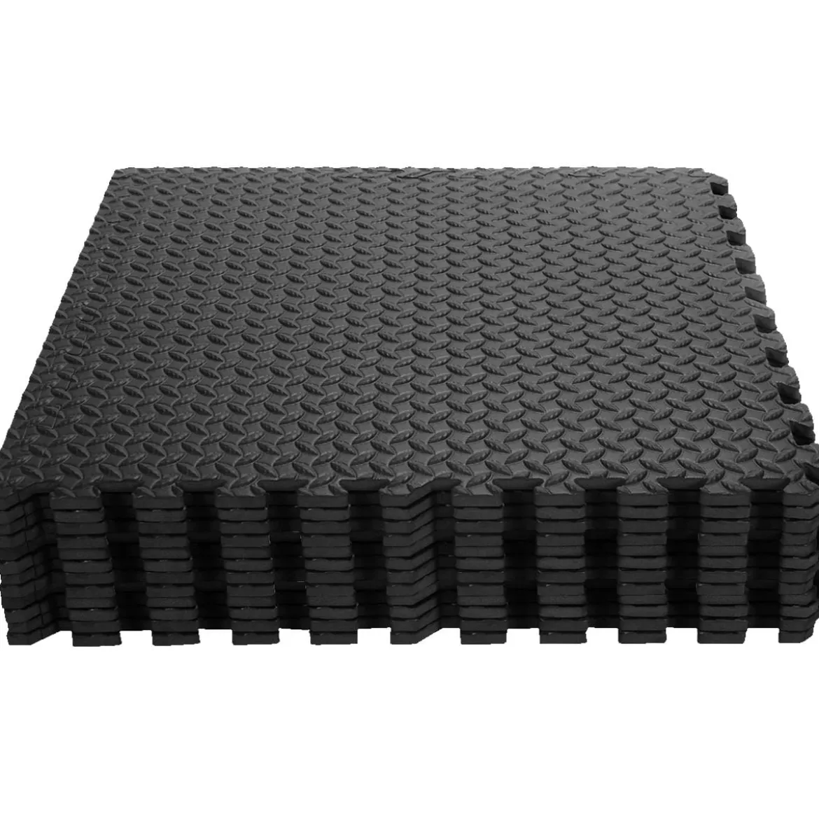12-teilige Schutzmatte EVA Sportmatte mit Rand Bodenbelag Weichschaum-Puzzleteilmatte Schwarz