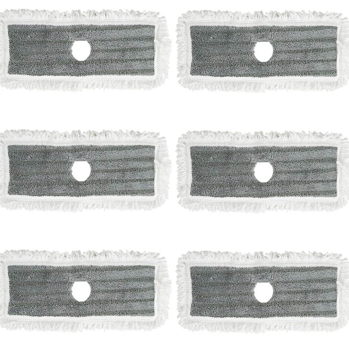 6-teiliges Ersatz-Moppkopf-Set Waschbares Rechteckiges Reinigungstuch 35 x 16 cm Grau