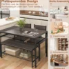 4-teiliges Essgruppen Set Küchentisch mit 2 Stühlen & 1 Bank & Regal Industrie Sitzgruppe Grau
