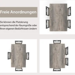5-teiliges Esstisch-Set mit 4 Stühlen im Industriestil Essgruppe für 4 Personen Grau