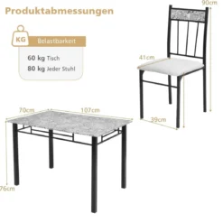5-teiliges Esstisch-Set rechteckiger Esstisch und gepolsterter Stuhl modernes Esszimmertisch-Set