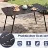 3-teiliges Gartenmöbel Set aus Metall Balkonmöbel mit Tisch & 2 Sitzbänke Belastbar bis 150 kg