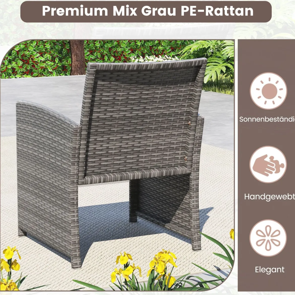 4-teiliges Gartenmöbel Set Gesprächsset inkl. Rattanstuhl Loveseat & Tisch Balkonmöbel Set Beige