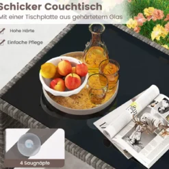 4-teiliges Gartenmöbel Set Gesprächsset inkl. Rattanstuhl Loveseat & Tisch Balkonmöbel Set Beige