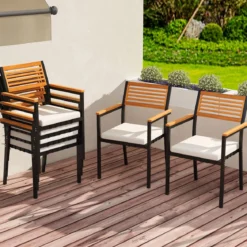 7-Teiliges Gartenmöbel Set Sitzgruppe für 6 Personen Terrassenmöbel Set aus Akazienholz mit 6 Gartenstühlen