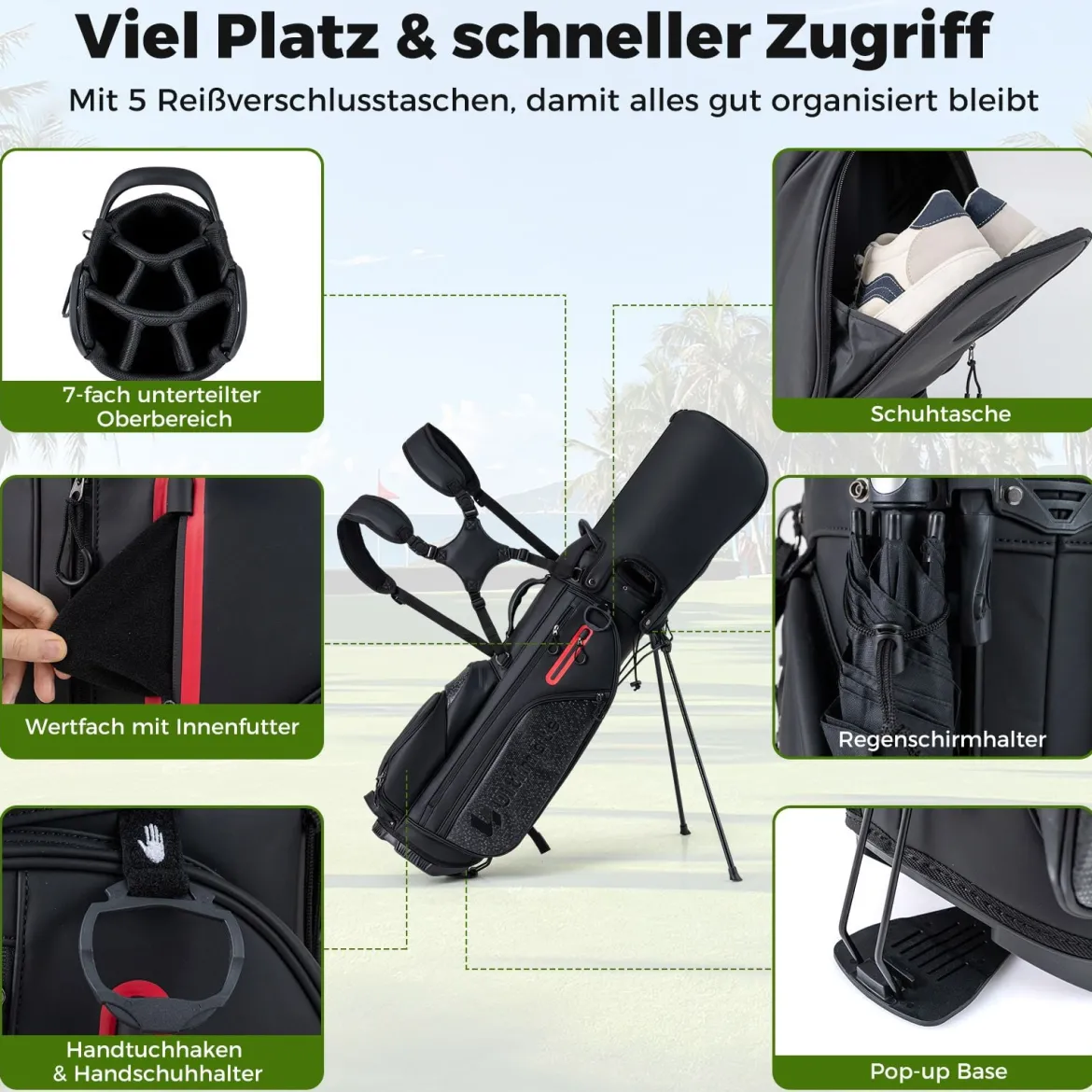 11 Teiliges Golfschläger Set für Rechtshänder mit Golftasche Golf Set Golfschlägersätze Stand Bag