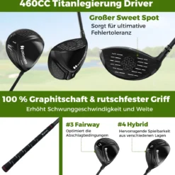 11 Teiliges Golfschläger Set für Rechtshänder mit Golftasche Golf Set Golfschlägersätze Stand Bag