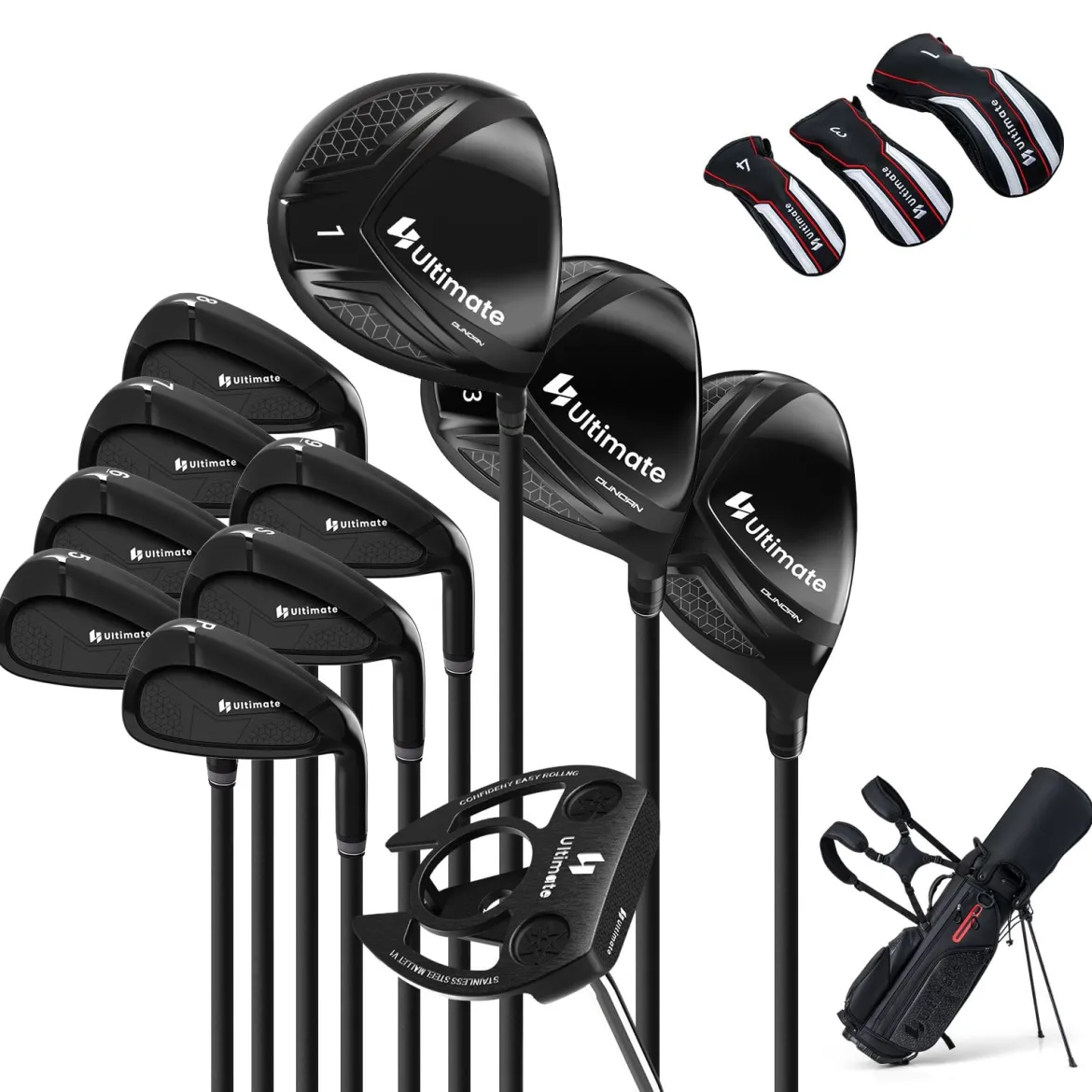 11 Teiliges Golfschläger Set für Rechtshänder mit Golftasche Golf Set Golfschlägersätze Stand Bag