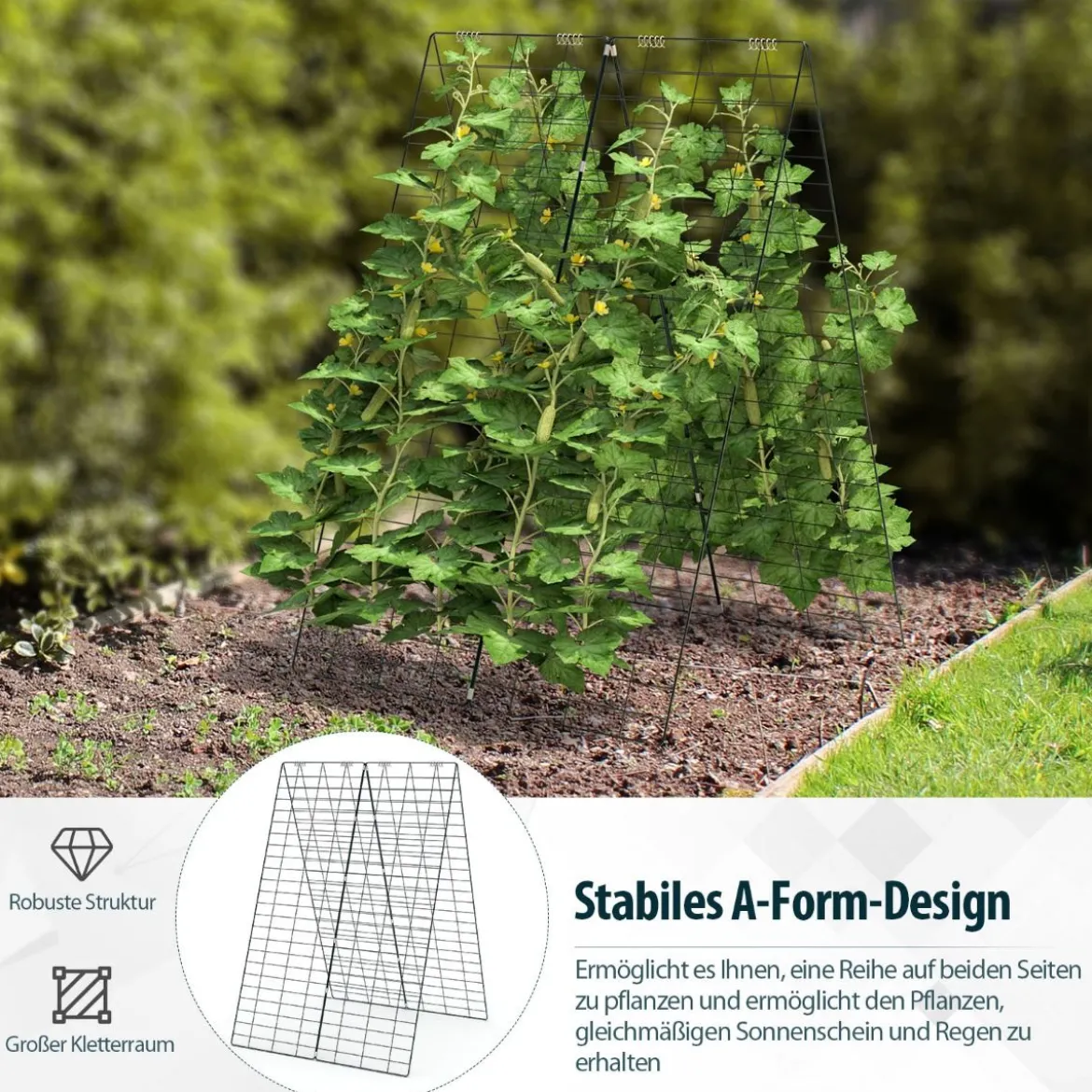 2-Teiliges Grünes Gartenspalier Unterstützung für Kletterpflanzen 122 x 86 cm