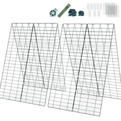 2-Teiliges Grünes Gartenspalier Unterstützung für Kletterpflanzen 122 x 86 cm