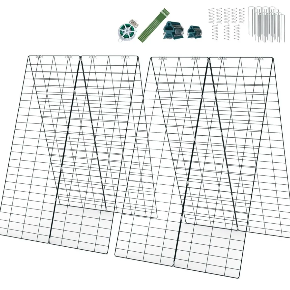 2-Teiliges Grünes Gartenspalier Unterstützung für Kletterpflanzen 122 x 86 cm