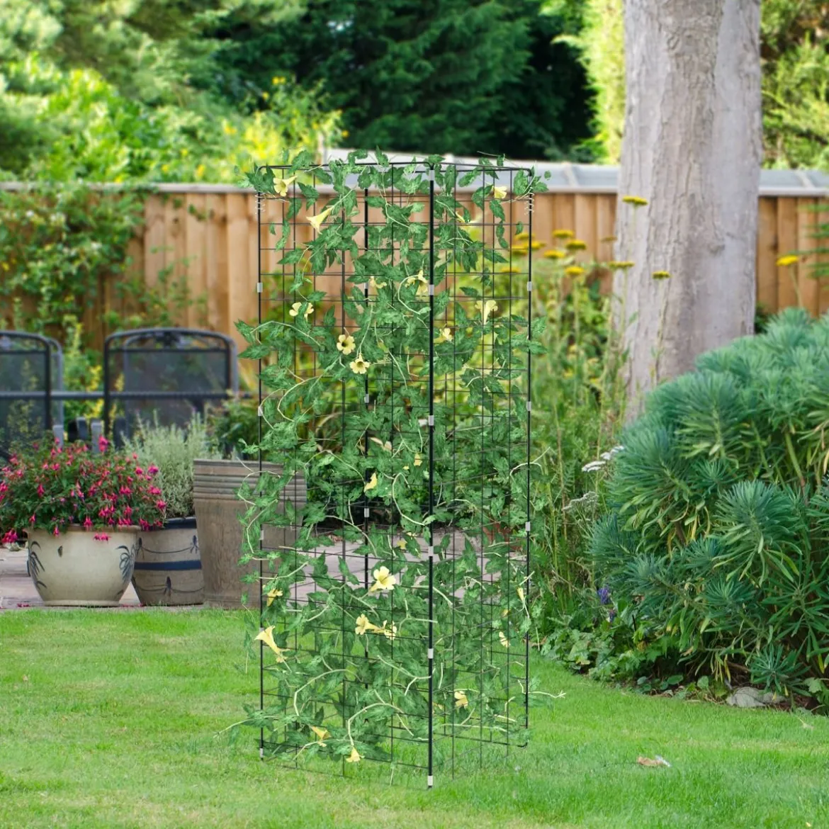 2-Teiliges Grünes Gartenspalier Unterstützung für Kletterpflanzen 122 x 86 cm