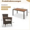 7-teilige Sitzgarnitur mit Tischplatte aus Akazienholz & Stapelbaren Stühlen Braun