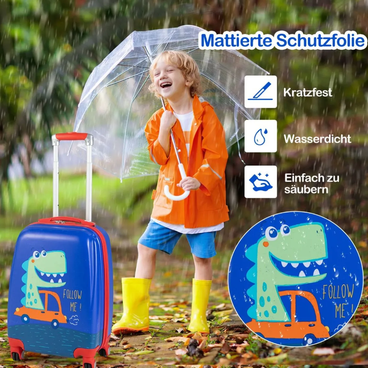 2-Teiliges Kinder-Gepäckset Handgepäck- und Rucksack-Set Blau