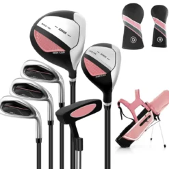 6-teiliges Kinder Golfschläger Set mit Golftasche & Regenhaube für Kinder von 11-13 Jahren Rosa